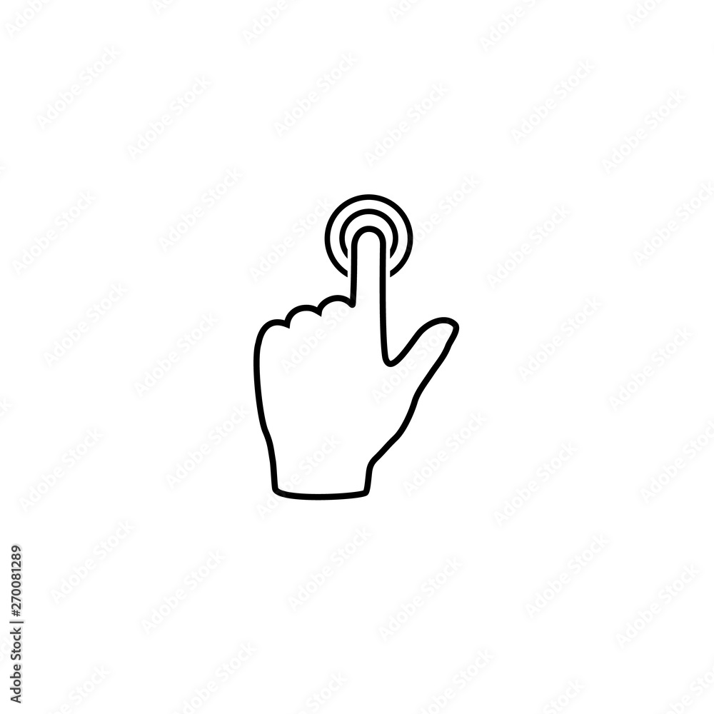 Touch hand, vector line icon on white background Touch hand, vector line icon on white background