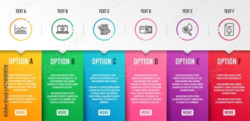 Cashback card, Water analysis and Payment methods icons simple set. Website education, Trade infochart and Thumb down signs. Money payment, Aqua bacteria. Business set. Infographic template. Vector