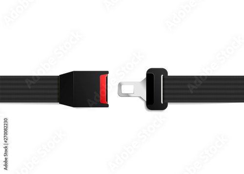 Realistic safety belt on white