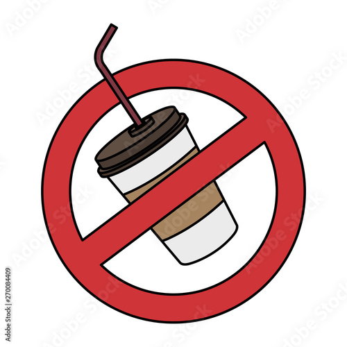 plastic cup with straw in denied symbol
