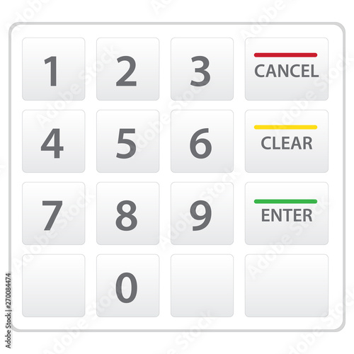 Atm keypad isolated on white. Vector version.