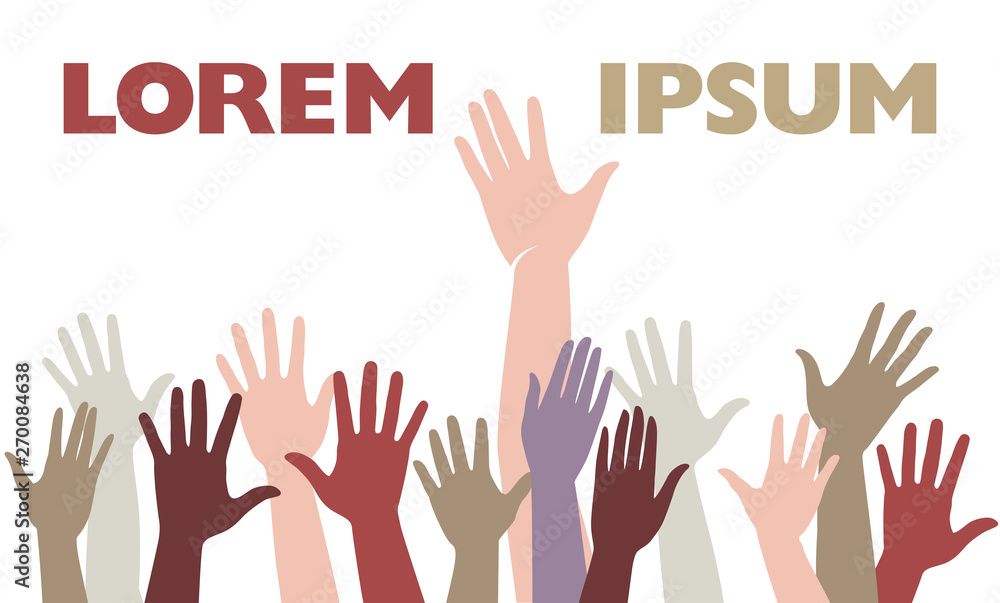 Vector set of silhouettes raised up different hands Vector set of silhouettes raised up different hands