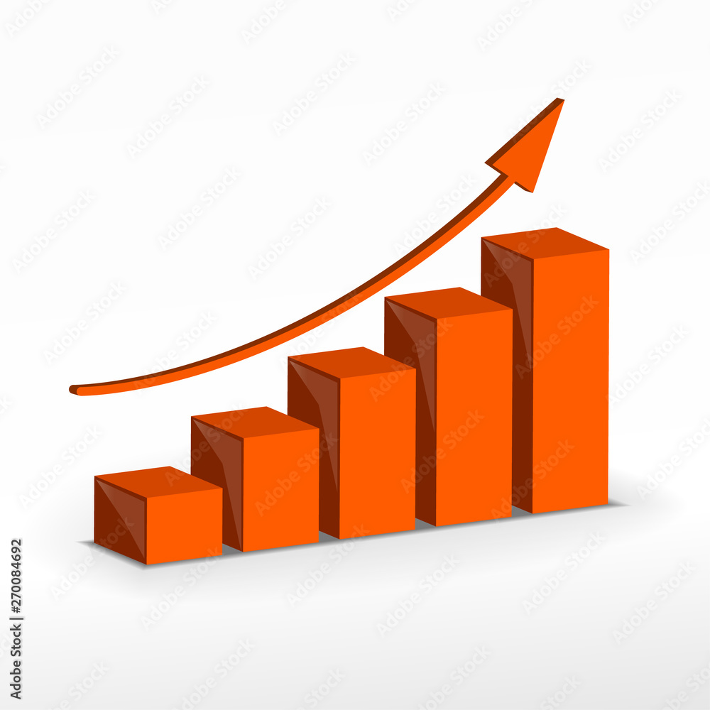 3D Growth bar graph. Vector business concept. 3D Growth bar graph. Vector business concept.