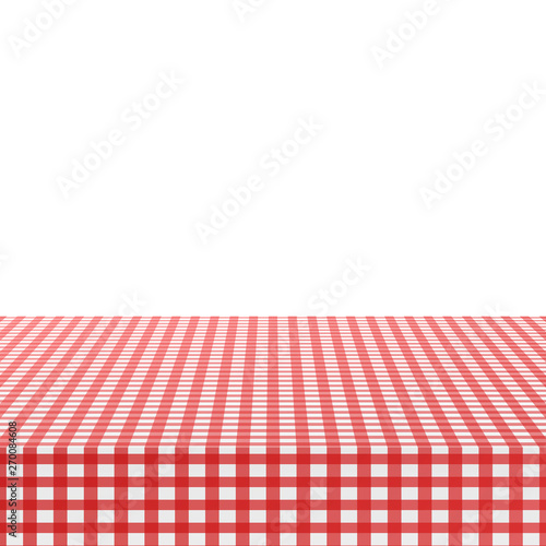 Red corner tablecloth on white background. Vector stock illustration.