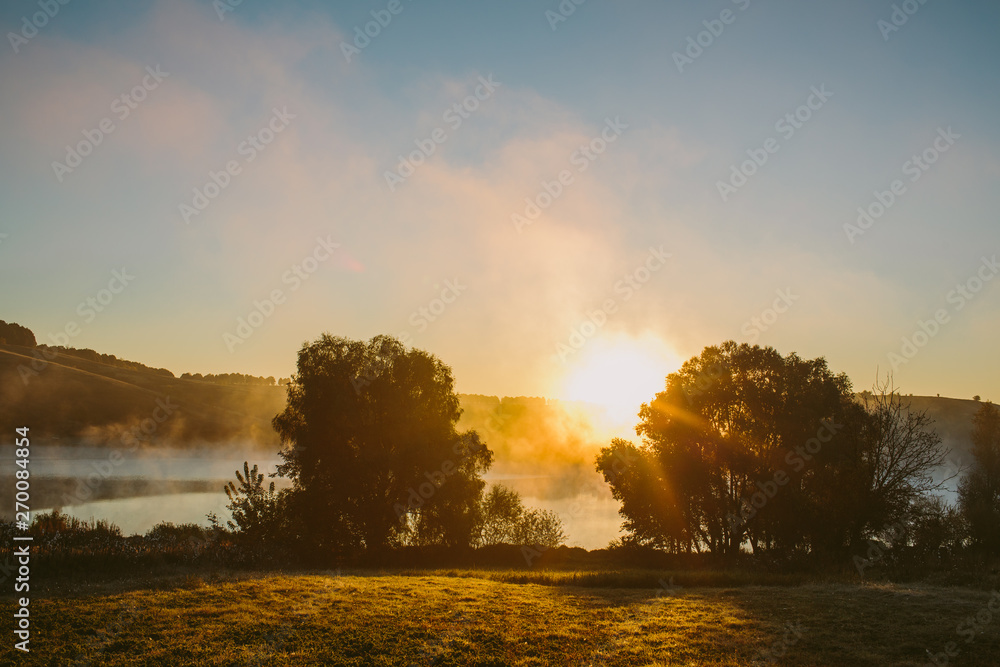Fototapeta premium Whimsical autumn background in backlight