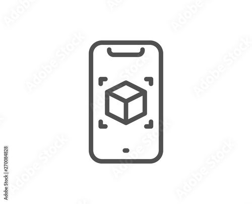 Augmented reality phone line icon. VR simulation sign. 3d cube symbol. Quality design element. Linear style augmented reality icon. Editable stroke. Vector