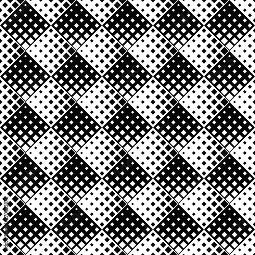 Geometrical seamless square pattern background design - abstract black and white vector illustration from diagonal squares