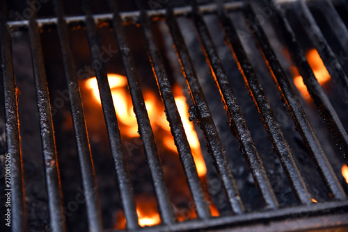 Barbecue grill with flames