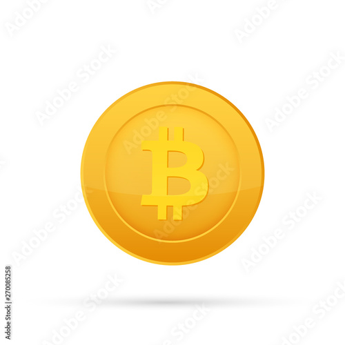 Bitcoin flat icon. Crypto currency bit coin. Cryptocurrency emblem. Vector stock illustration.