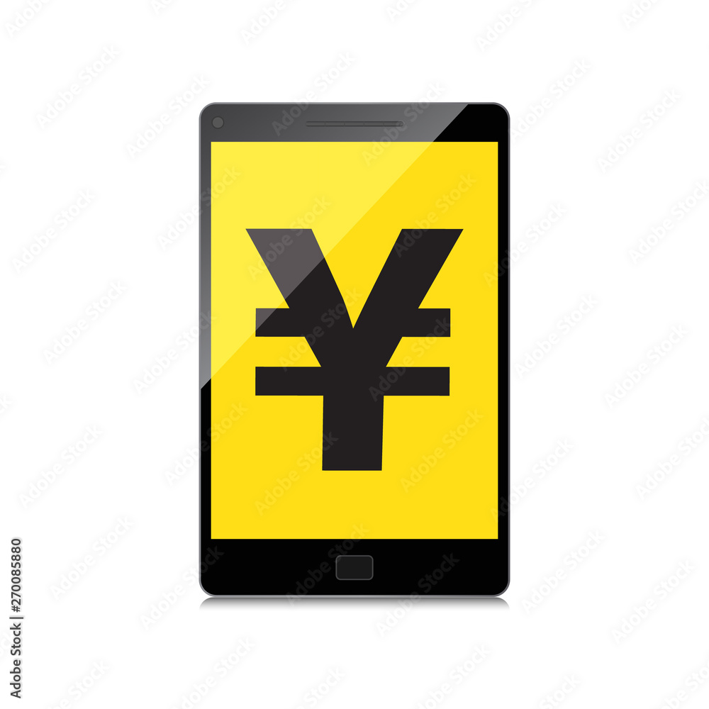 Fototapeta premium High-quality smartphone screen with the Yen symbol. Economy concept.