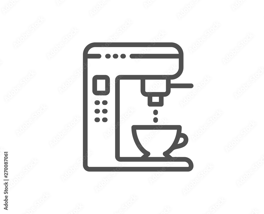 Coffee maker line icon. Vending machine sign. Make tea symbol. Quality design element. Linear style coffee maker icon. Editable stroke. Vector Coffee maker line icon. Vending machine sign. Make tea symbol. Quality design element. Linear style coffee maker icon. Editable stroke. Vector