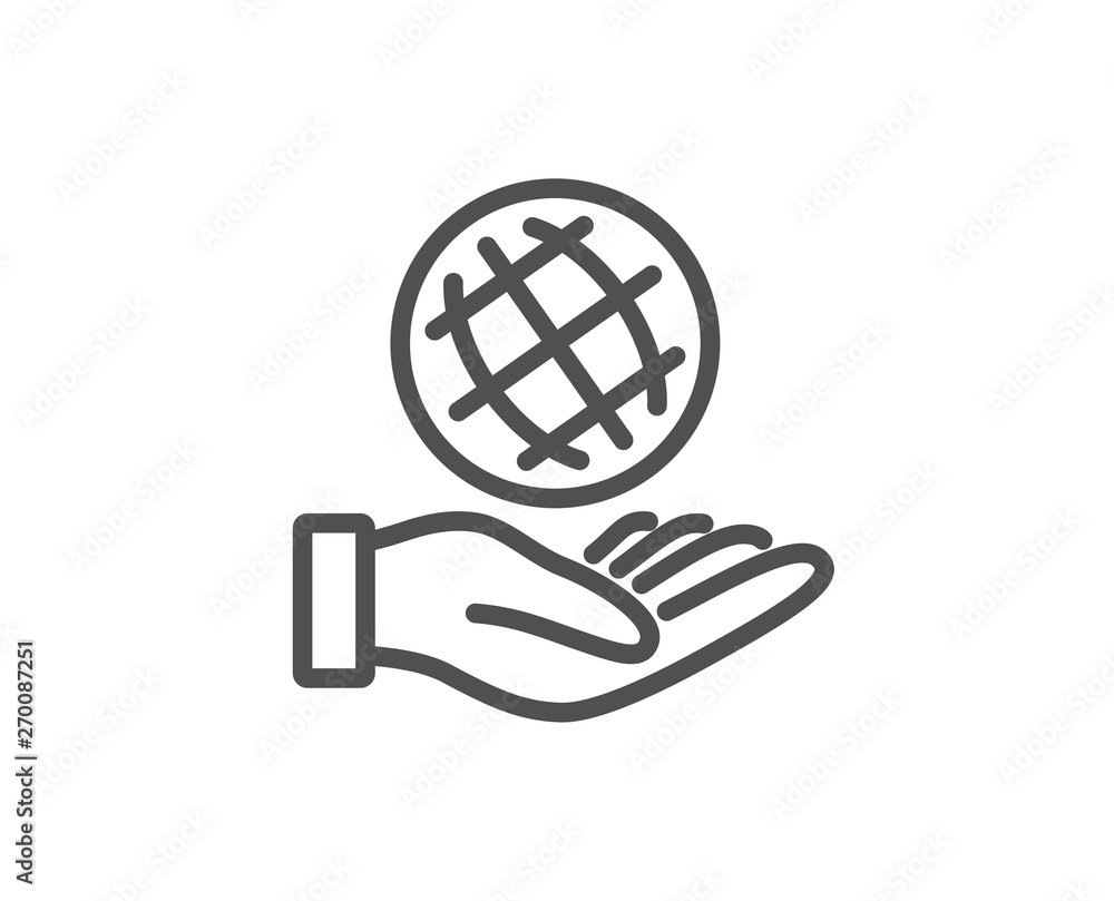 Safe planet line icon. World sign. Ecology symbol. Quality design element. Linear style safe planet icon. Editable stroke. Vector Safe planet line icon. World sign. Ecology symbol. Quality design element. Linear style safe planet icon. Editable stroke. Vector