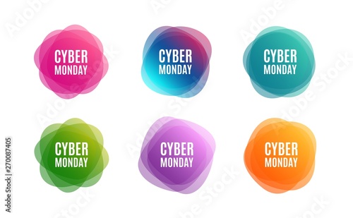 Blur shapes. Cyber Monday Sale. Special offer price sign. Advertising Discounts symbol. Color gradient sale banners. Market tags. Vector