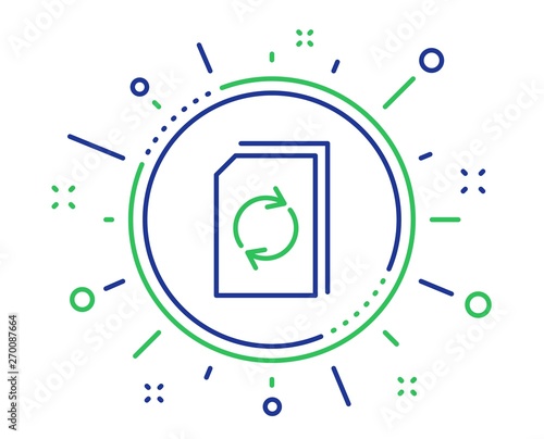 Update Document line icon. Refresh Information File sign. Paper page concept symbol. Quality design elements. Technology update document button. Editable stroke. Vector