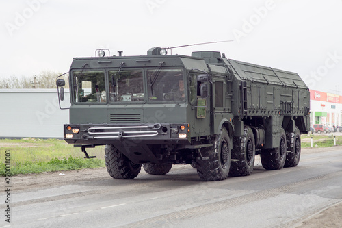 Rostov-on-Don, Russia - May 2, 2019: russian military hardware on city street before the military parade