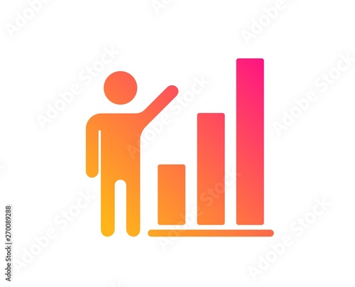 Graph icon. Column chart sign. Growth diagram symbol. Classic flat style. Gradient graph chart icon. Vector