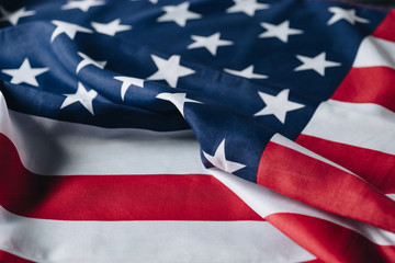 Folded flag of united states of America, memorial day concept