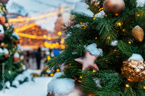 Photography Christmas and New Year time in Moscow, beautiful Red Square with amazing Xmas de