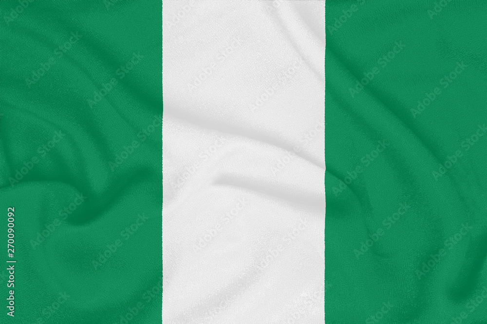 Flag of Nigeria on textured fabric. Patriotic symbol