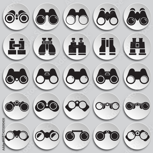 Binocular icons set on paltes background for graphic and web design. Simple vector sign. Internet concept symbol for website button or mobile app.