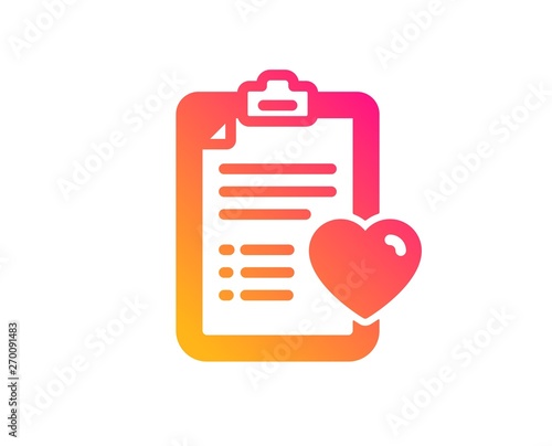 Medical survey icon. Hospital patient history sign. Classic flat style. Gradient patient history icon. Vector