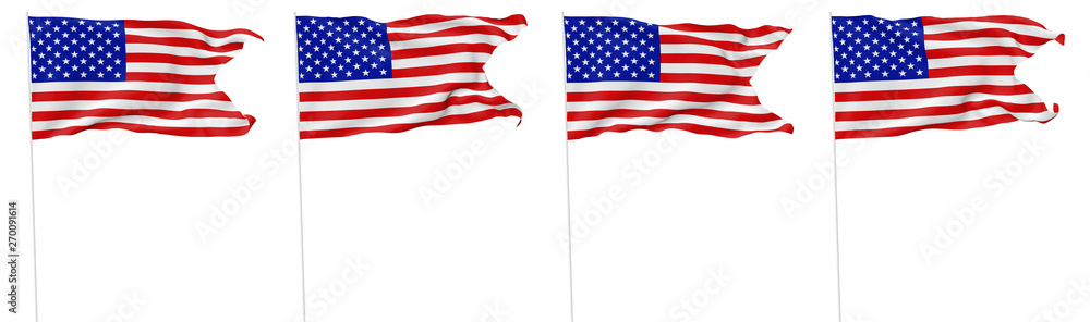 Fototapeta premium USA flag with flagpole with angle set.