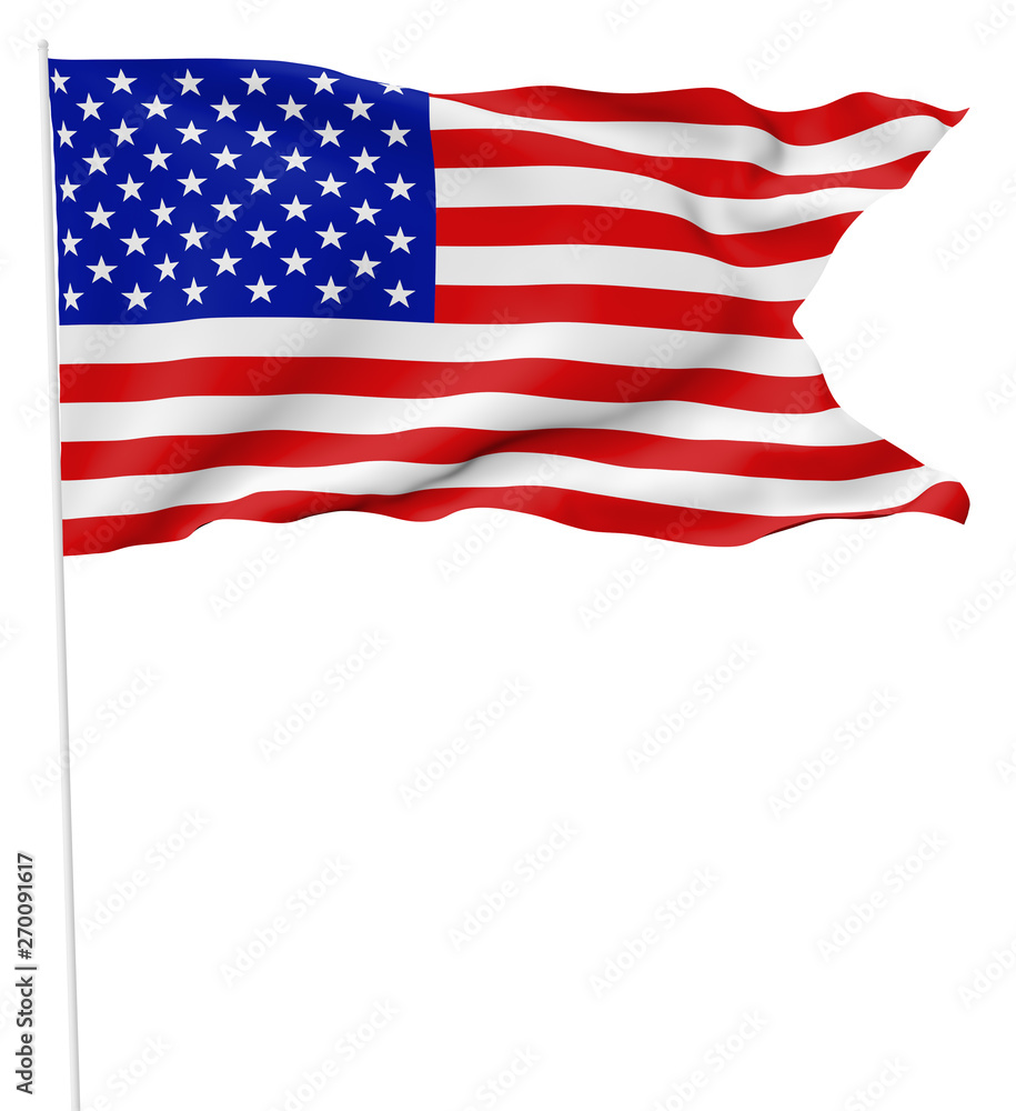 USA flag with flagpole with angle. USA flag with flagpole with angle.