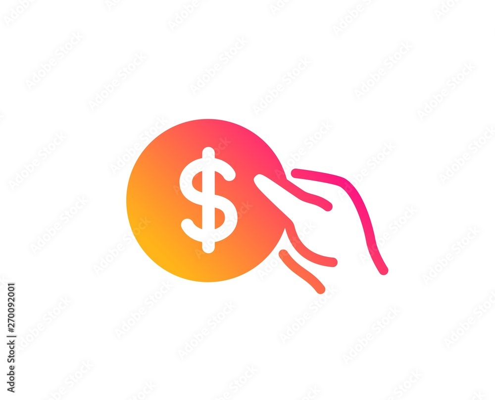 Hold Coin icon. Banking currency sign. Dollar or USD symbol. Classic flat style. Gradient payment icon. Vector Hold Coin icon. Banking currency sign. Dollar or USD symbol. Classic flat style. Gradient payment icon. Vector