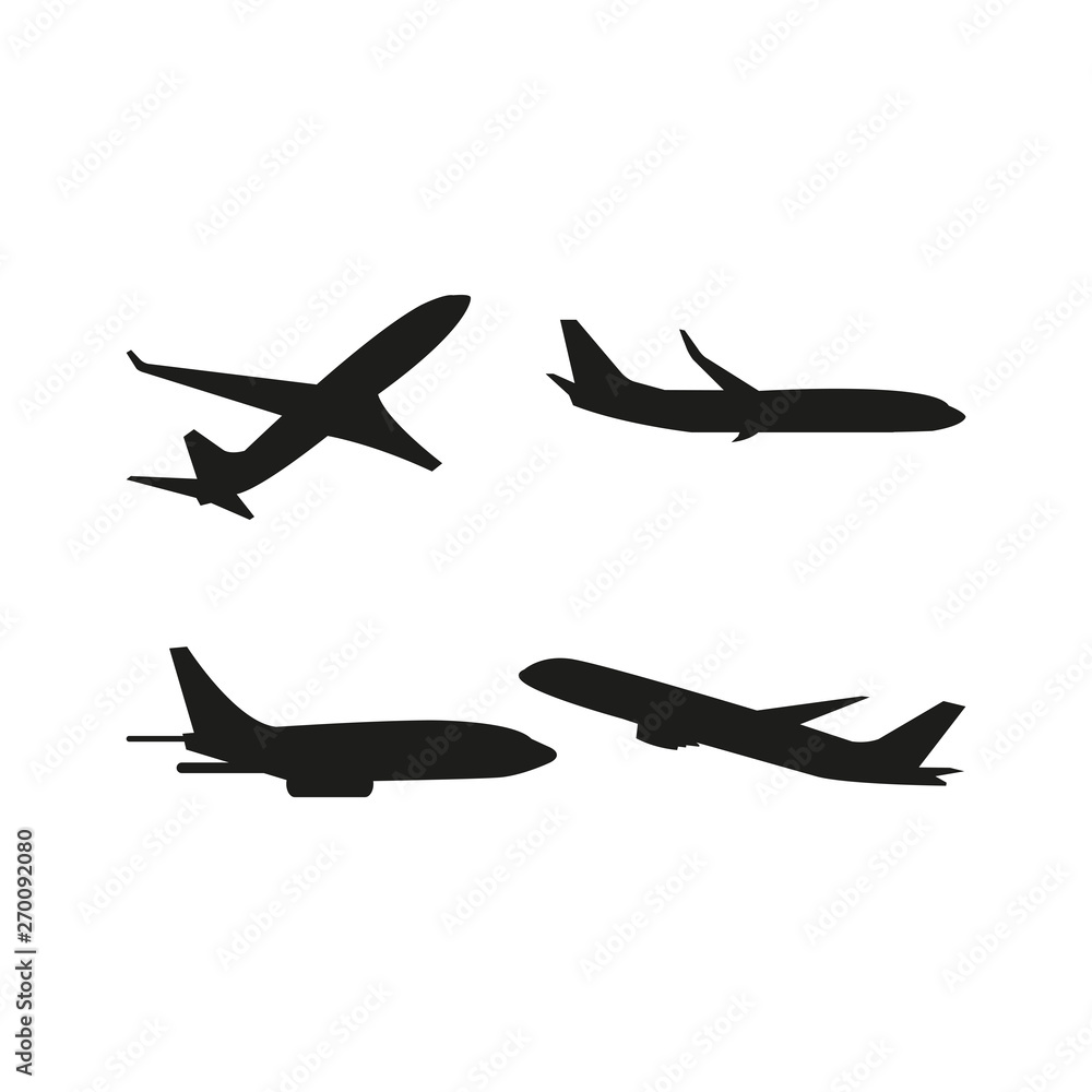 Set of aircraft icons. Simple vector illustration