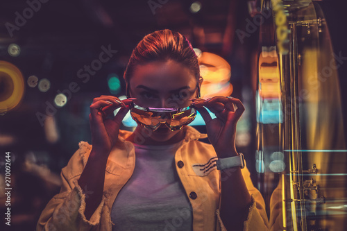 Beautiful pensive trendy gi...