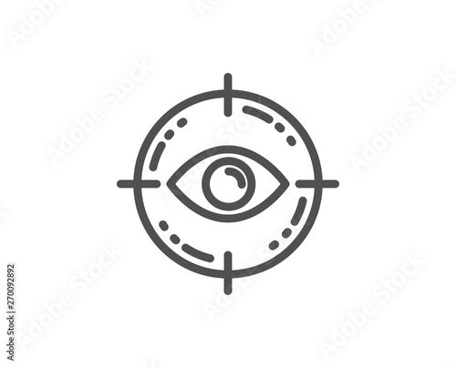 Eye target line icon. Oculist clinic sign. Optometry vision symbol. Quality design element. Linear style eye target icon. Editable stroke. Vector