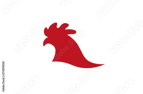 Creative Red Rooster Head Logo Design Symbol Vector Illustration