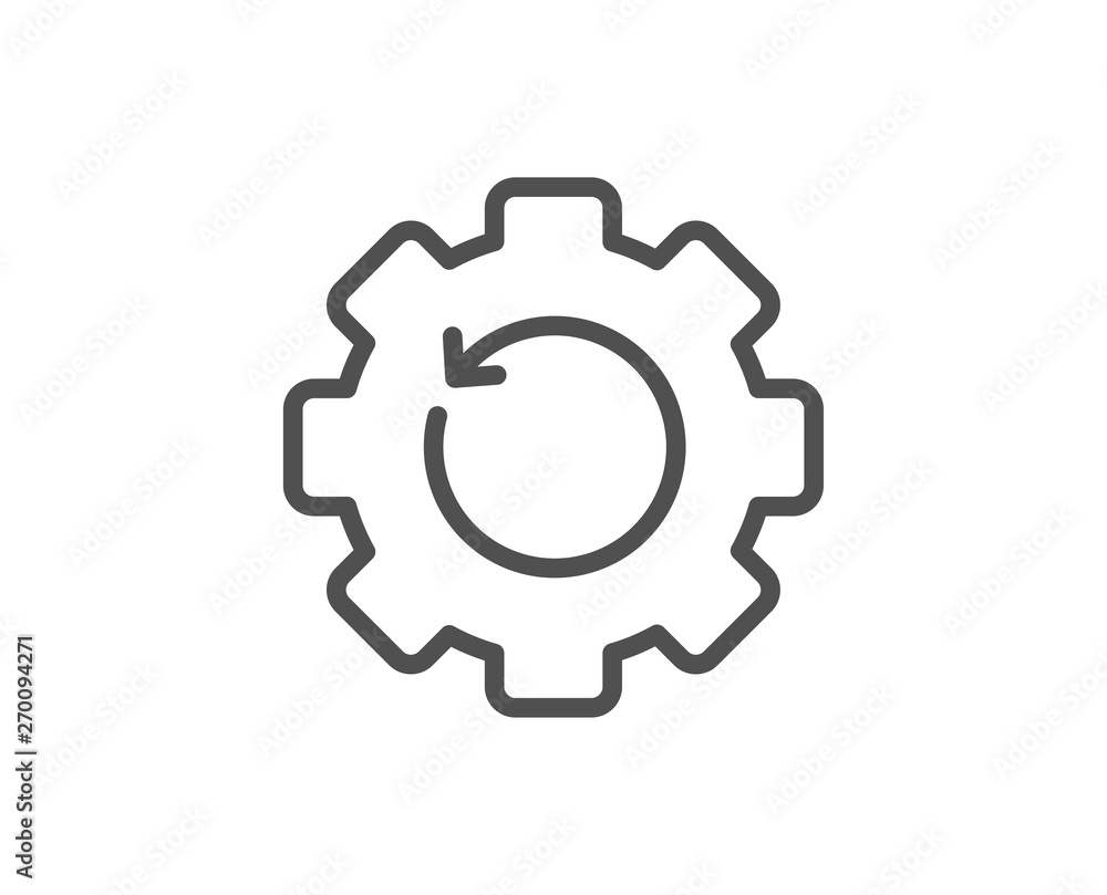 Recovery gear line icon. Backup data sign. Restore information symbol. Quality design element. Linear style recovery gear icon. Editable stroke. Vector