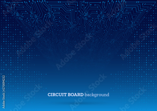 Abstract 3D blue circuit board. High-tech technology abstract background. Futuristic vector illustration.