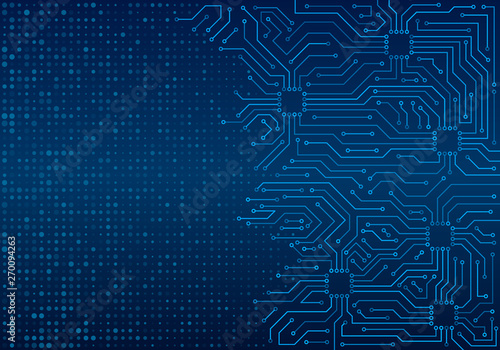 High-tech technology blue background texture. Circuit board minimal pattern. Science vector illustration.