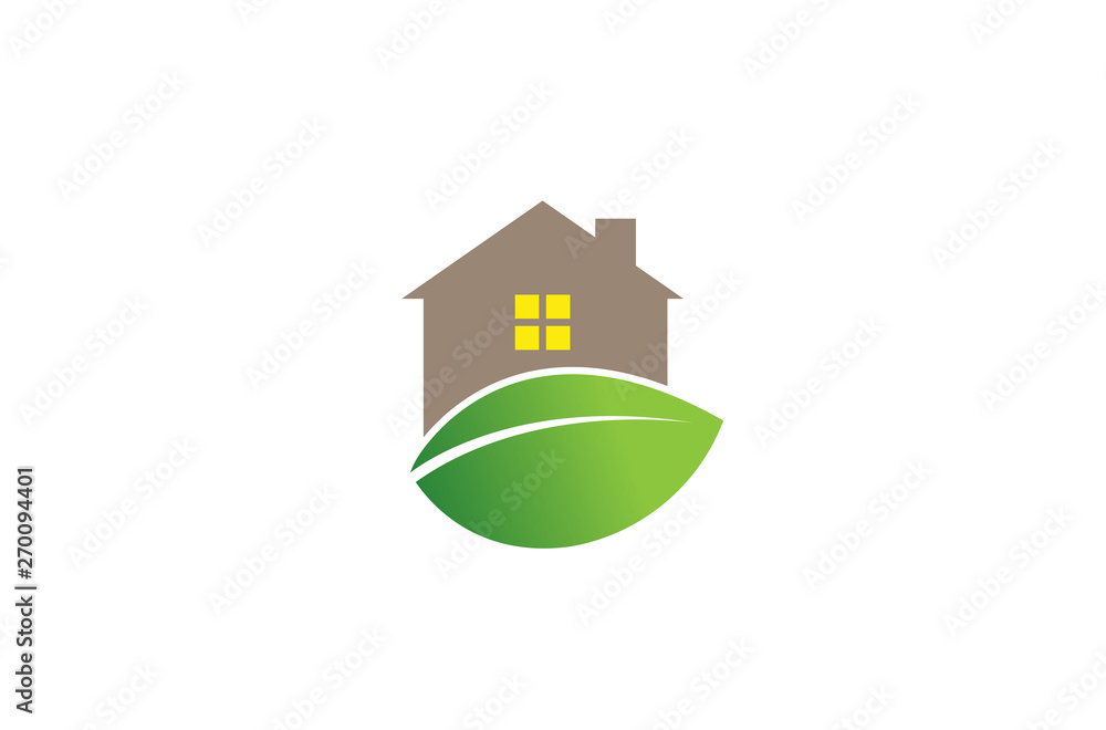 Creative House Leaf Logo Design Symbol Vector Illustration Creative House Leaf Logo Design Symbol Vector Illustration