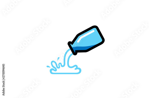 Creative Abstract Natural milk bottle with splashes Logo Design Symbol Vector Illustration