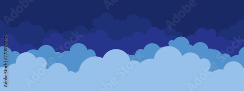 Cartoon seamless pattern of blue clouds, children wallpaper