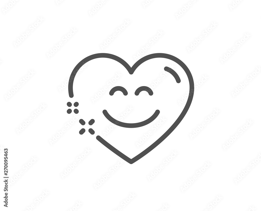 Smile chat line icon. Happy emoticon sign. Heart speech bubble symbol. Quality design element. Linear style smile chat icon. Editable stroke. Vector Smile chat line icon. Happy emoticon sign. Heart speech bubble symbol. Quality design element. Linear style smile chat icon. Editable stroke. Vector