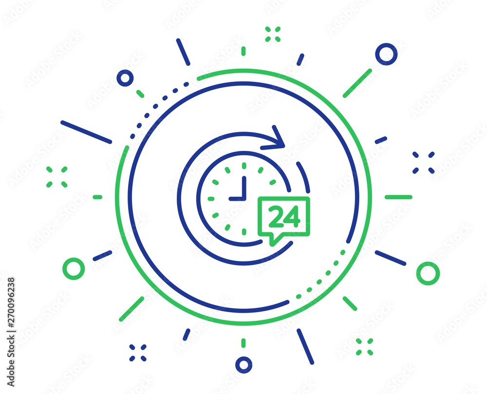 24 hours delivery line icon. Time or stopwatch sign. Quality design elements. Technology 24h delivery button. Editable stroke. Vector 24 hours delivery line icon. Time or stopwatch sign. Quality design elements. Technology 24h delivery button. Editable stroke. Vector