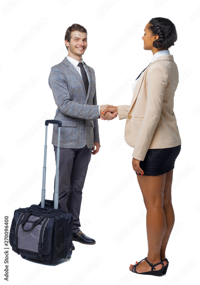 The guy in the blue shirt comes with a wooden suitcase. The guy in the blue shirt comes with a wooden suitcase.