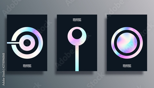 Set of cover with hologram gradient texture shape for flyer, poster, brochure, typography and other printing products