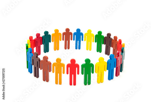 Circle of colourful people on white background