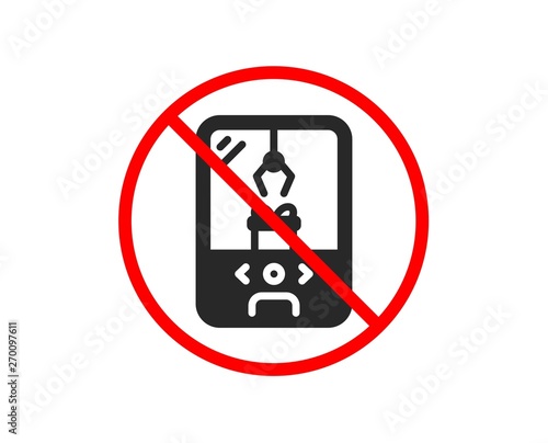 No or Stop. Crane claw machine icon. Amusement park sign. Carousels symbol. Prohibited ban stop symbol. No crane claw machine icon. Vector