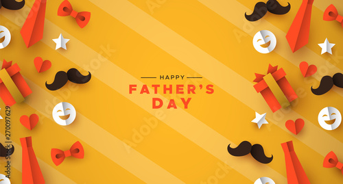 Fathers Day greeting card of dad paper icons