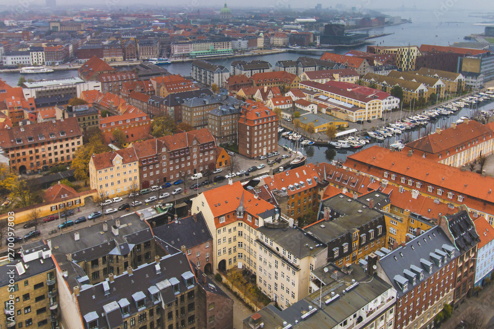 Copenhagen center skyline city view at the autumn