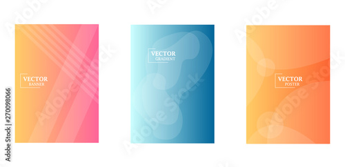 Dynamic background with gradient texture, geometric pattern with splash, lines, circles. Three template for flyers. Abstract wallpaper for business brochure,  cover design.
