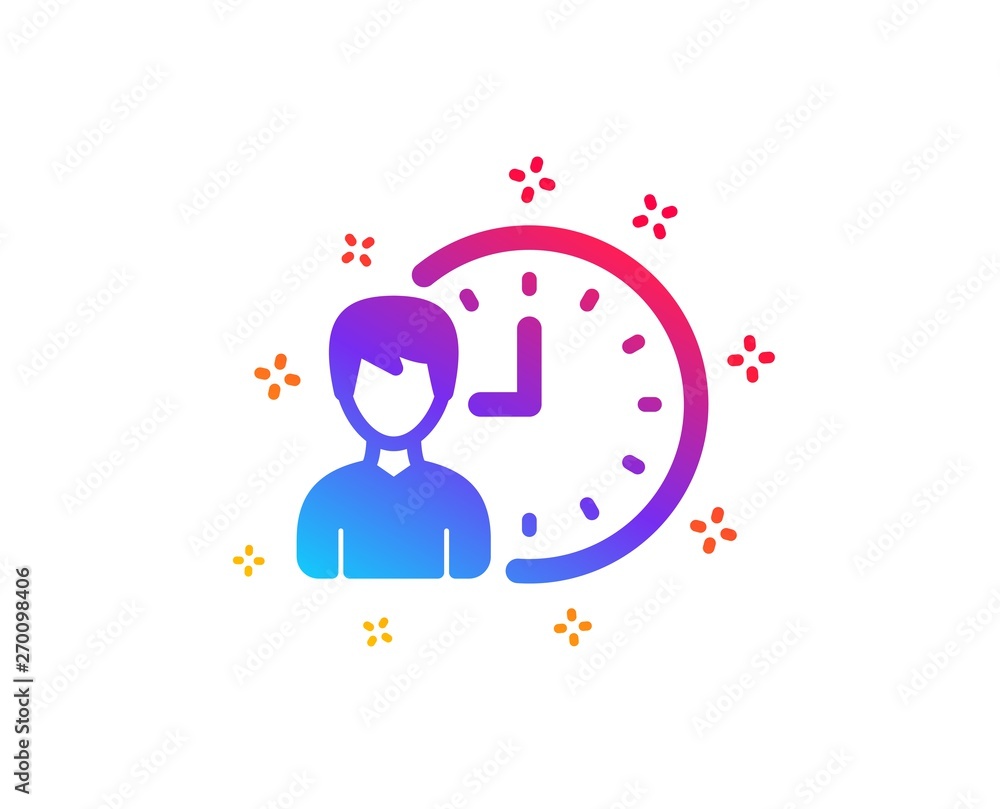 Business project deadline icon. Working hours or Time management sign. Dynamic shapes. Gradient design working hours icon. Classic style. Vector Business project deadline icon. Working hours or Time management sign. Dynamic shapes. Gradient design working hours icon. Classic style. Vector