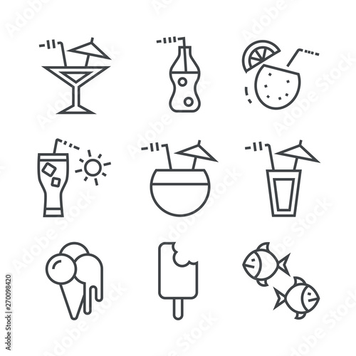 Set of icons with summer food