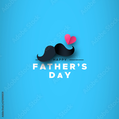 Fathers Day card of paper mustache with love icon